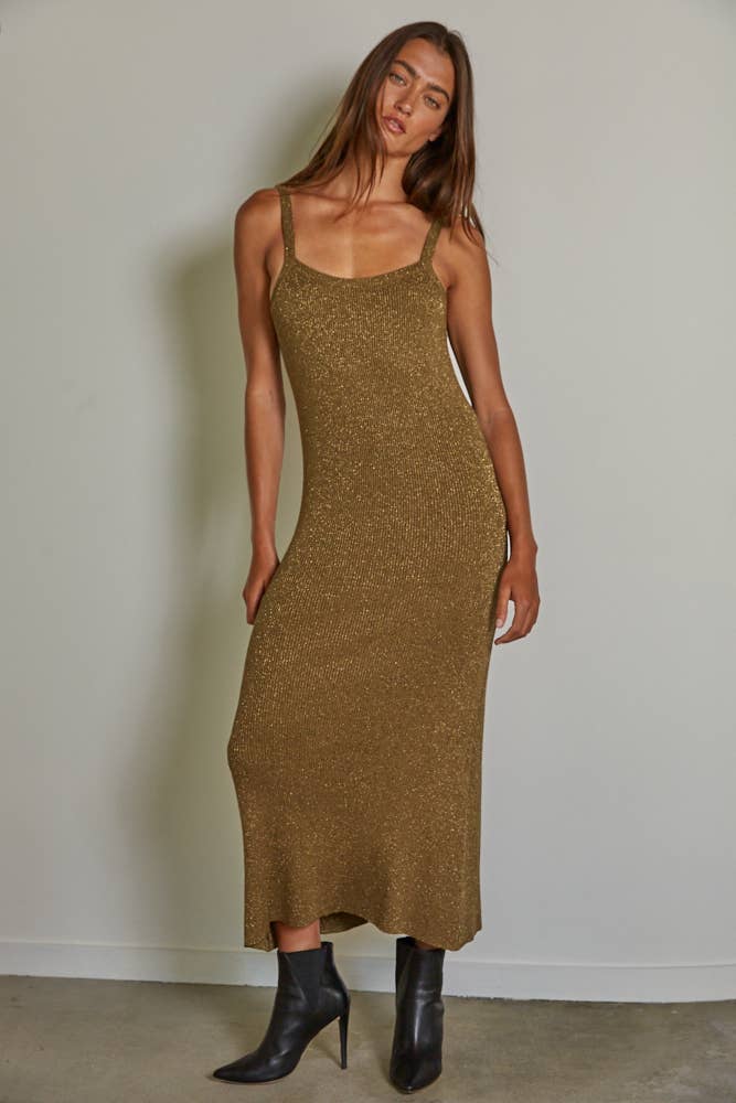 Knit Lurex Ribbed Sweater Midi Dress Knit Lurex Ribbed Sweater Midi Dress
