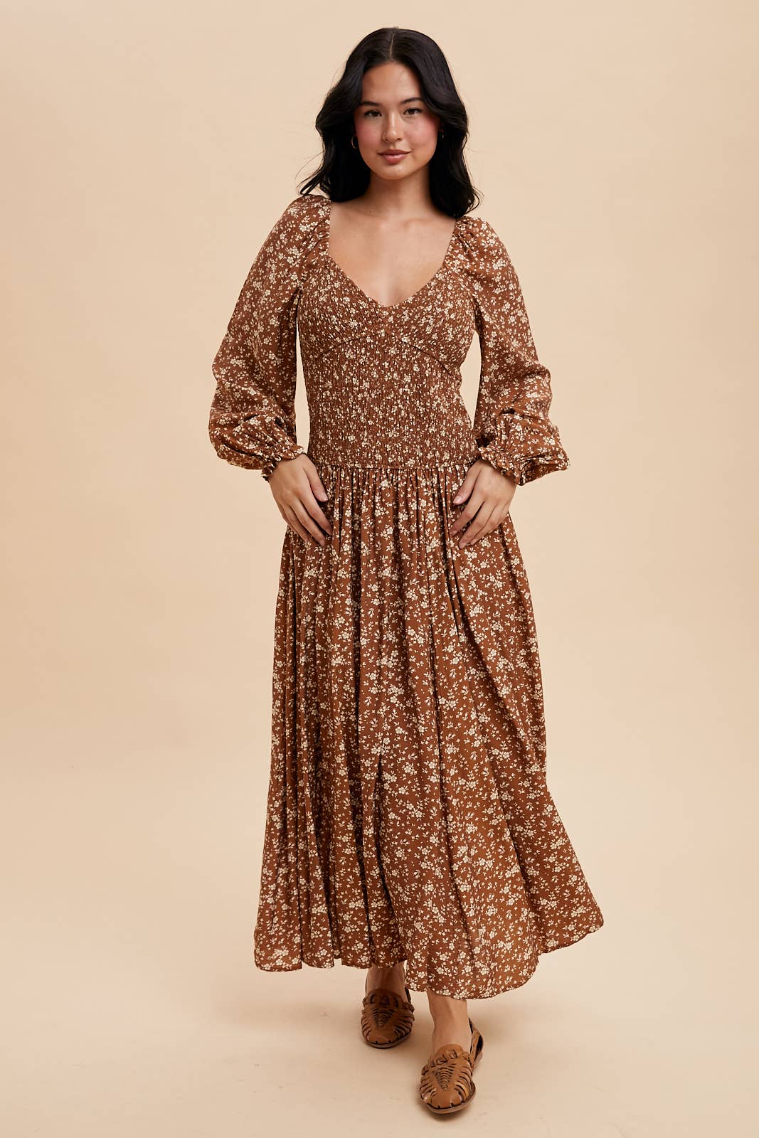 Smocked Drop Waist Maxi Dress  Jupiter Row
