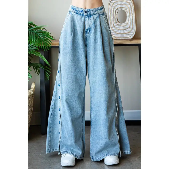 Side Snap Denim Jeans – Jupiter Row