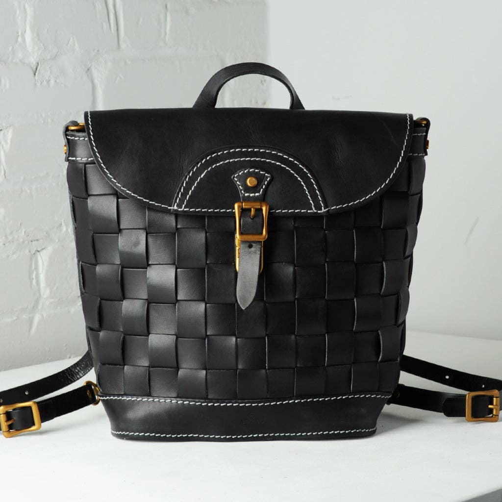 black woven leather backpack Venture Convertible Backpack Black – Jupiter Row