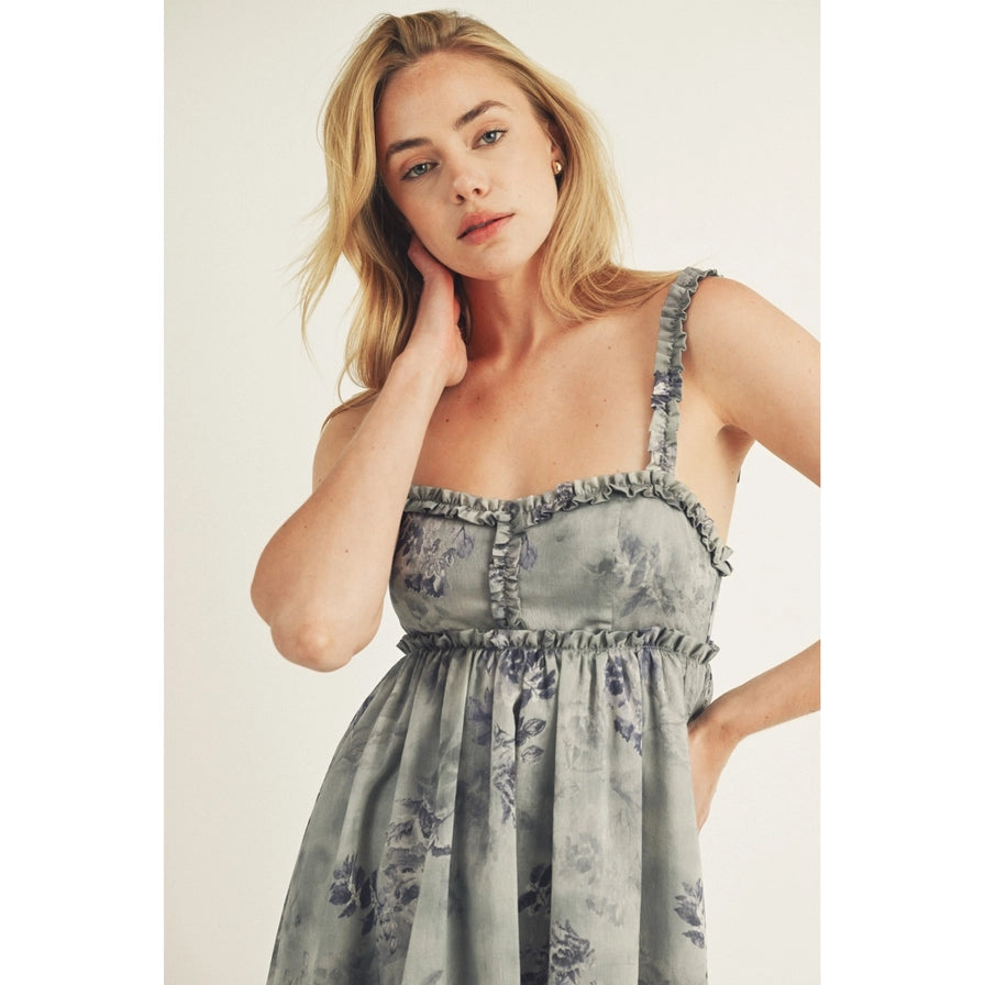 ruffled babydoll mini dress Fade Floral Ruffled Baby Doll Mini Dress – Jupiter Row